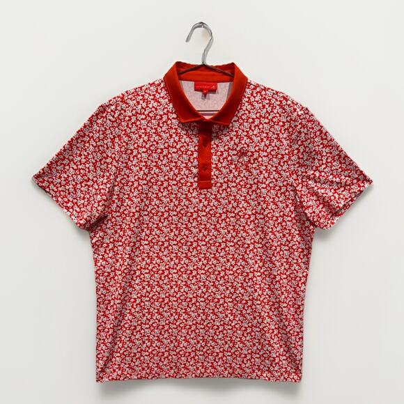 Redvanly Polo Shirt Mens XL Orange Floral Performance Blue‎ Jack National Logo - Picture 1 of 7